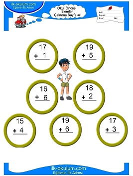 Çocuklar İçin toplam işlemi yaprak testleri 